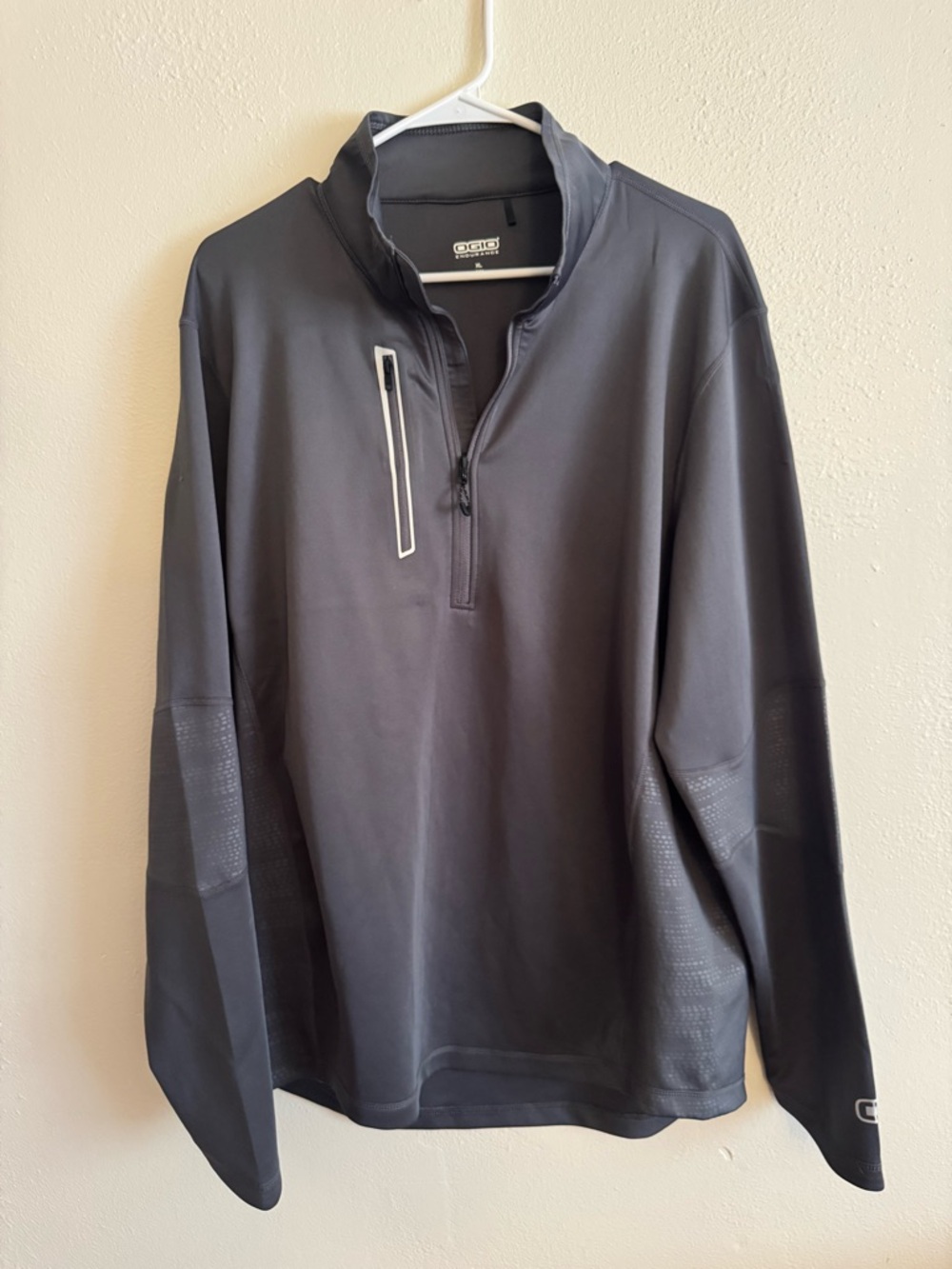 OGIO Men's Charcoal Zip-Front Pullover with Chest Zip Pocket